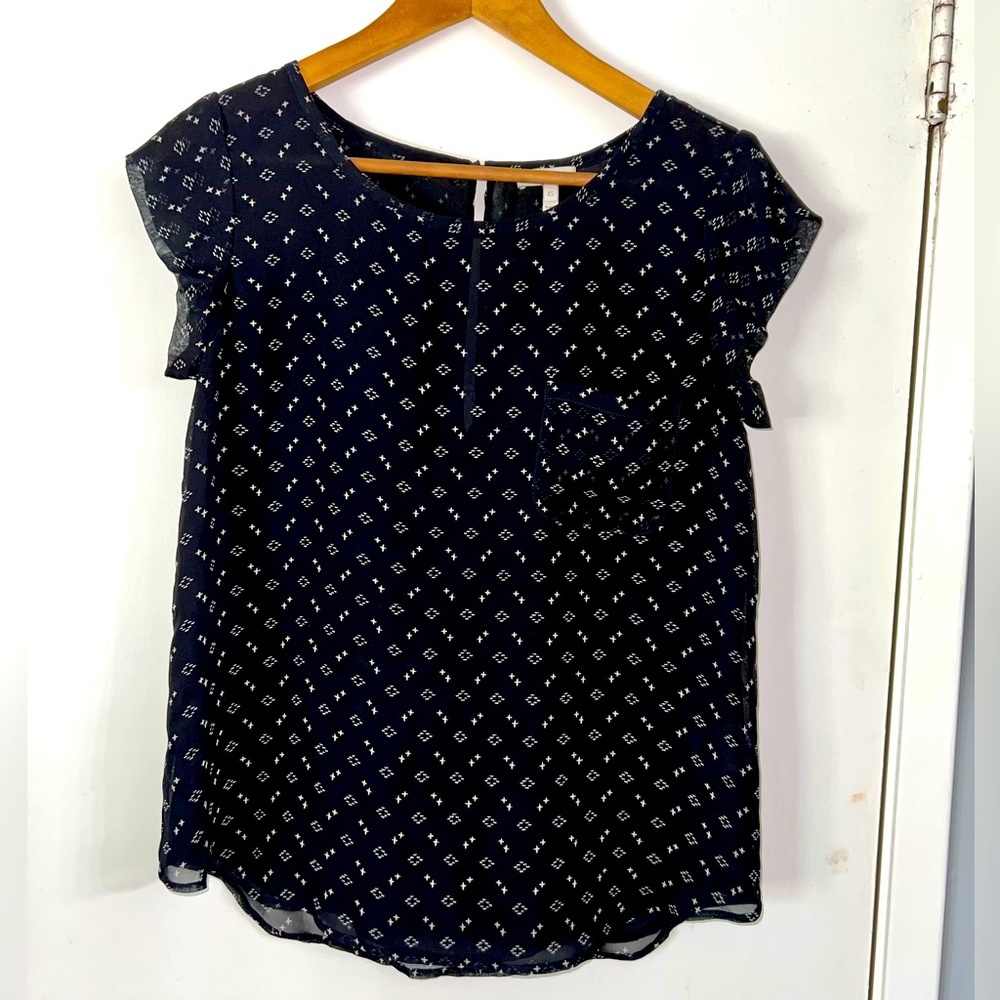Joie Black and White Patterned Top